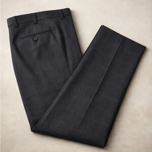 NWT CANALI DRESS PANTS SIZE 37 100% WOOL MADE IN ITALY GREY WINDOWPANE